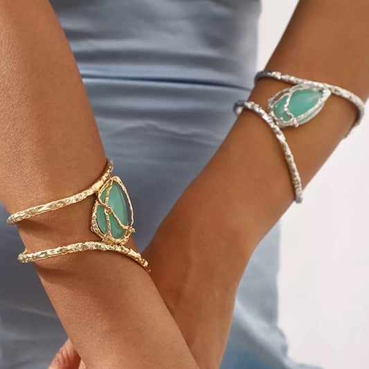 Sculptural Turquoise Stone Cuff Bracelet