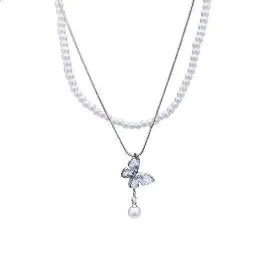 Lunar Pearl Butterfly Necklace