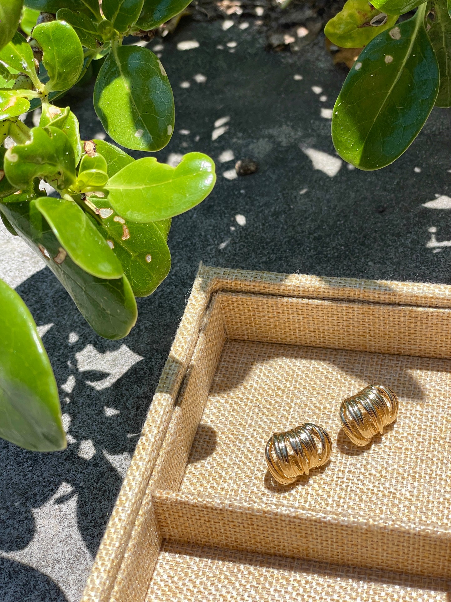 Gold Textured Dome Huggie Earrings