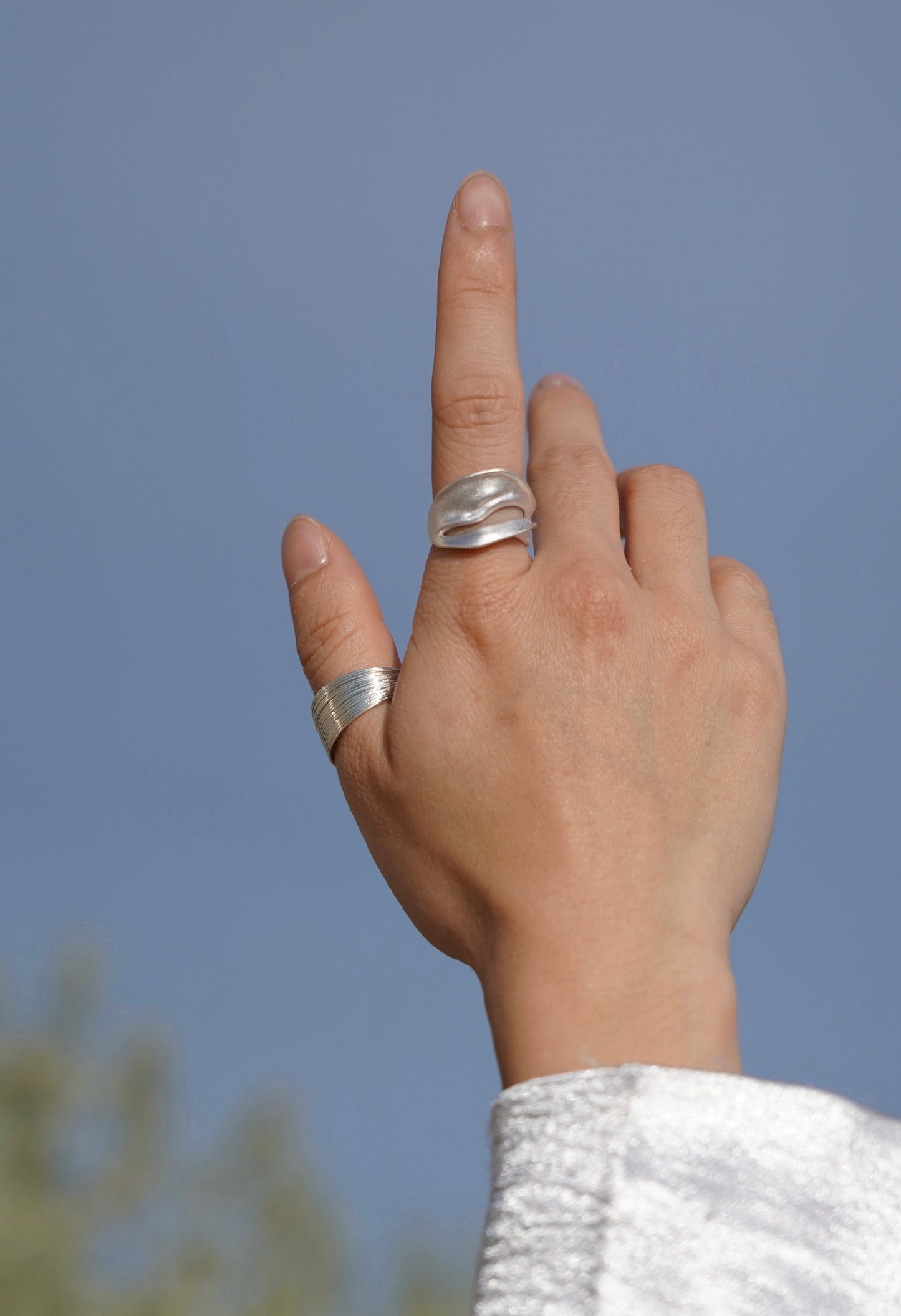 Silver Wave Adjustable Statement RingS