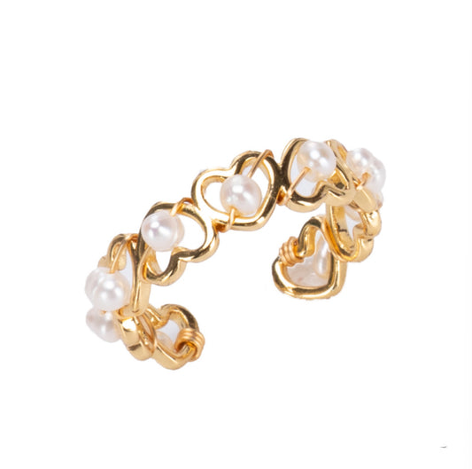 Heart Pearl Loop Ring