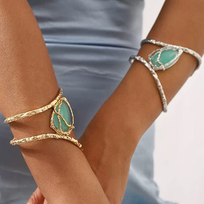 Sculptural Turquoise Stone Cuff Bracelet