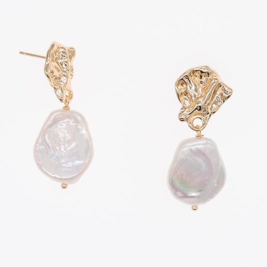 "Tide Whisper" Organic Pearl Drop Earrings
