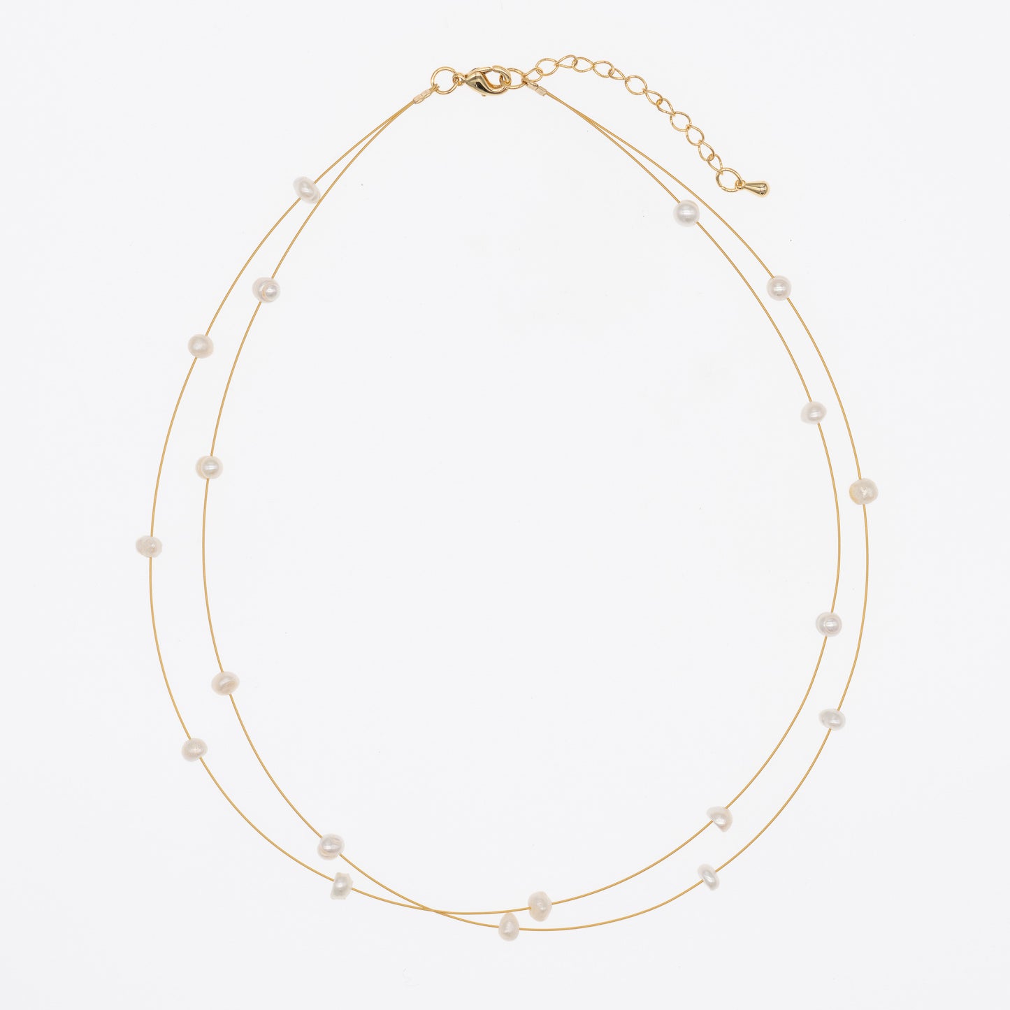 Layered Gold Beaded Necklace – Dainty Double Chain Choker