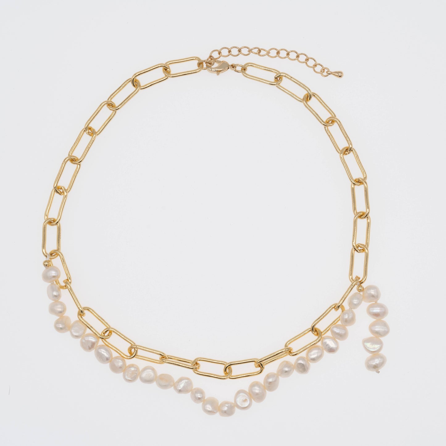 "Modern Muse" Pearl & Chain Layered Necklace