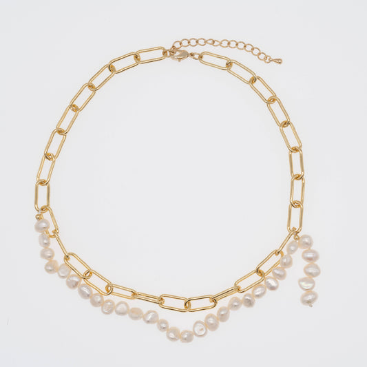 "Modern Muse" Pearl & Chain Layered Necklace