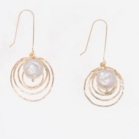 "Celestial Ripple" Pearl Drop Earrings