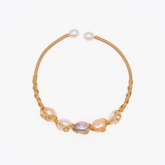 "Aurora Bloom" Baroque Pearl Wire Necklace