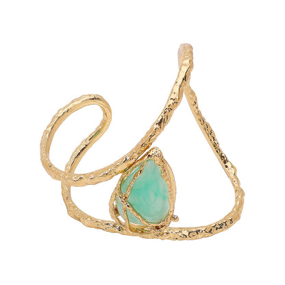 Sculptural Turquoise Stone Cuff Bracelet