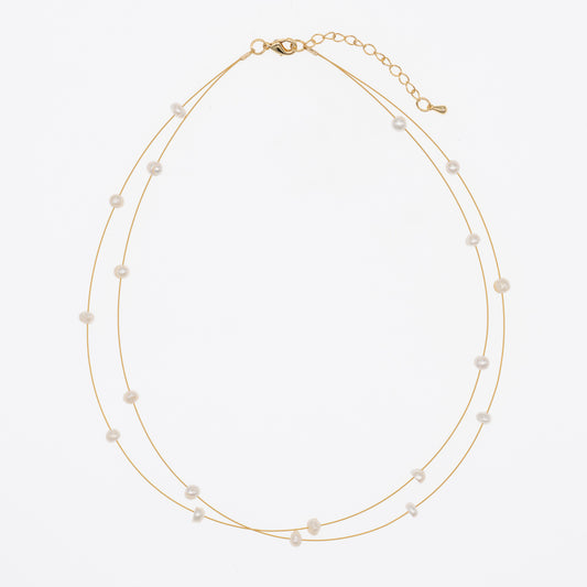 Layered Gold Beaded Necklace – Dainty Double Chain Choker