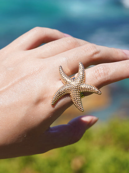 🌊 Starfish Charm Ring