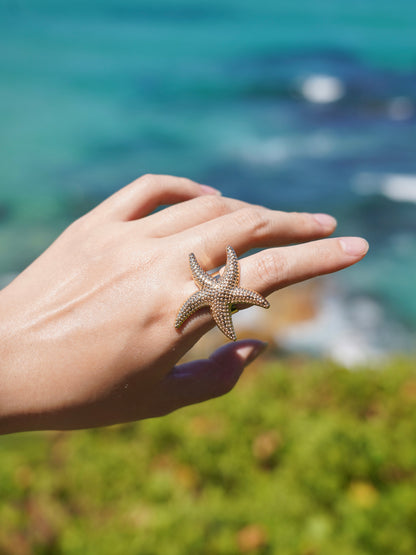 🌊 Starfish Charm Ring