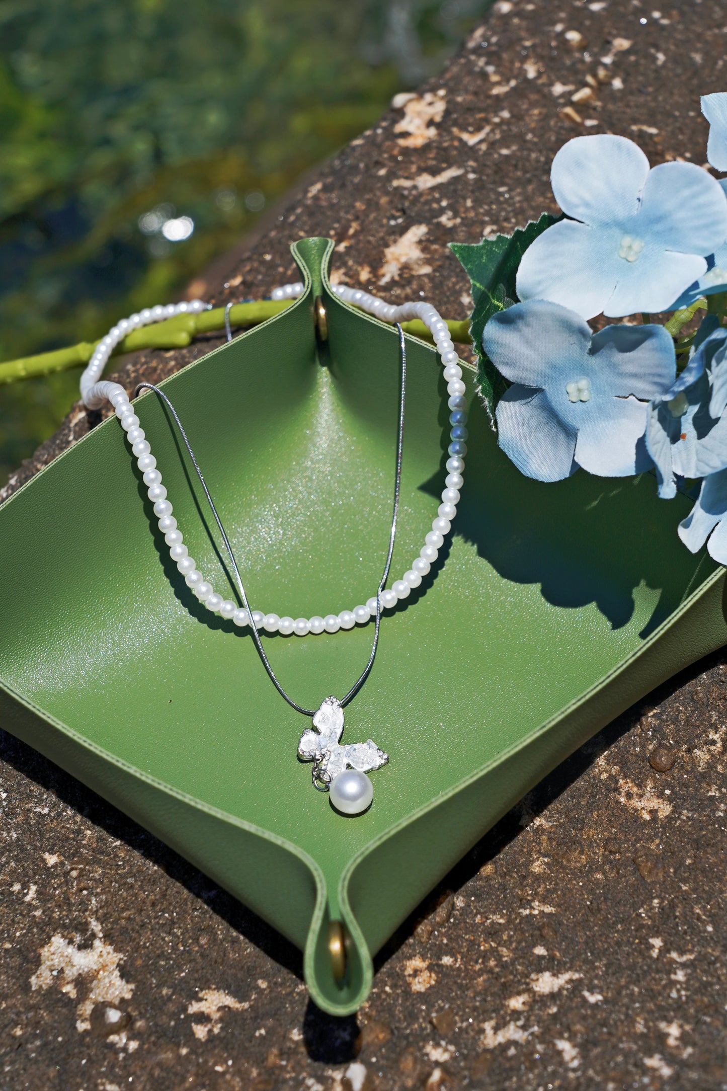 Lunar Pearl Butterfly Necklace