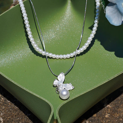 Lunar Pearl Butterfly Necklace