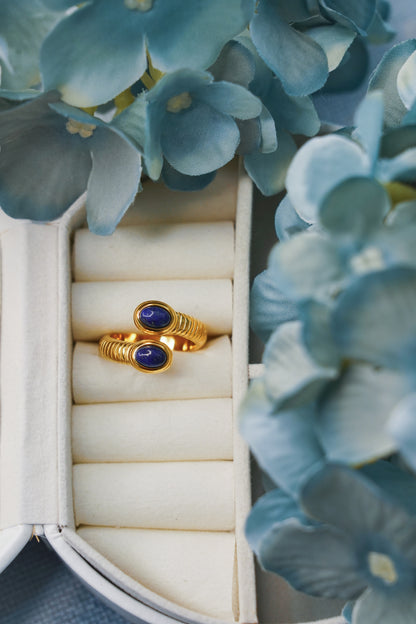 Twin Lapis Coil Ring