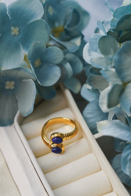 Twin Lapis Coil Ring