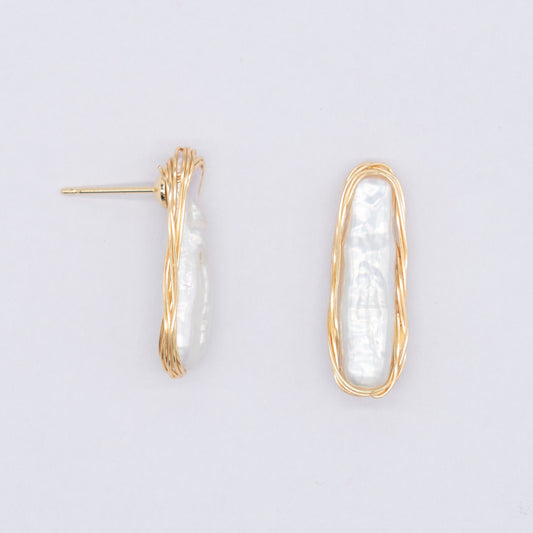 Baroque Stick Pearl Stud Earrings