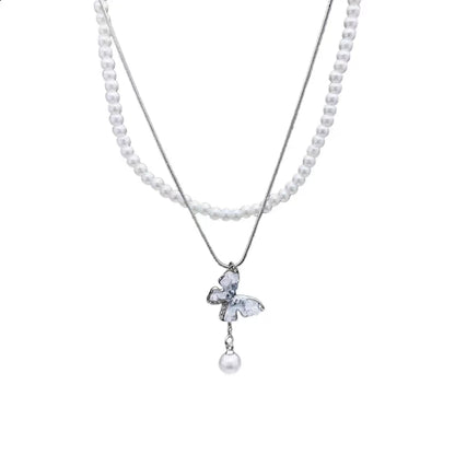 Lunar Pearl Butterfly Necklace