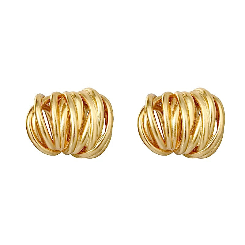 Gold Textured Dome Huggie Earrings