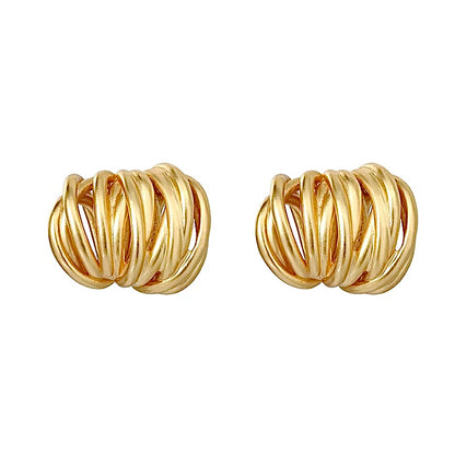 Gold Textured Dome Huggie Earrings