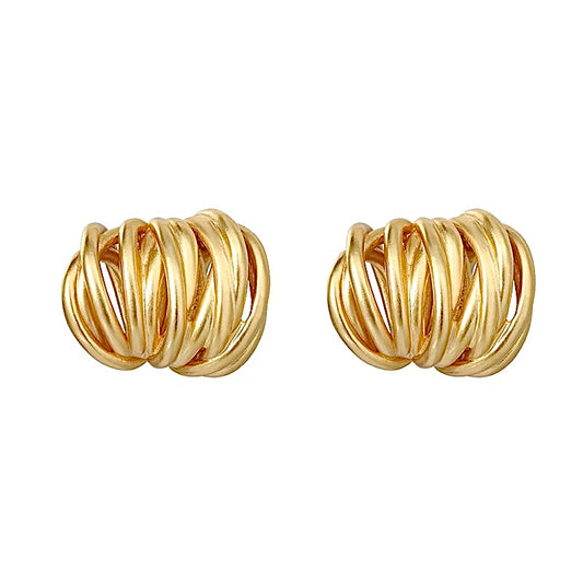 Gold Textured Dome Huggie Earrings