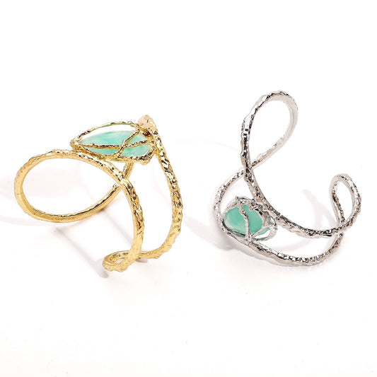 Sculptural Turquoise Stone Cuff Bracelet