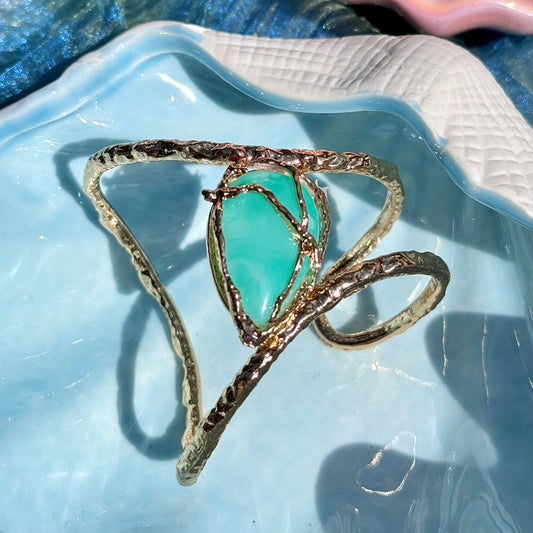 Sculptural Turquoise Stone Cuff Bracelet