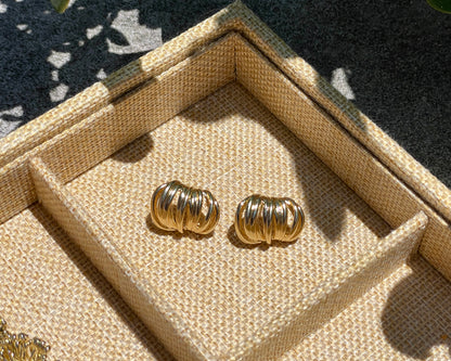 Gold Textured Dome Huggie Earrings