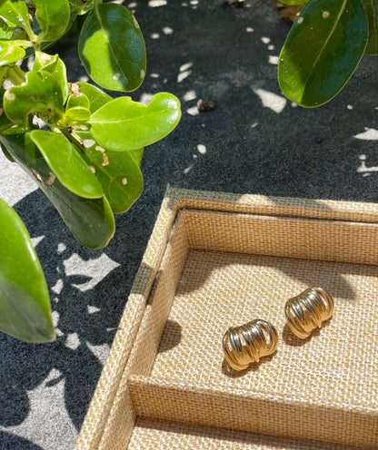 Gold Textured Dome Huggie Earrings