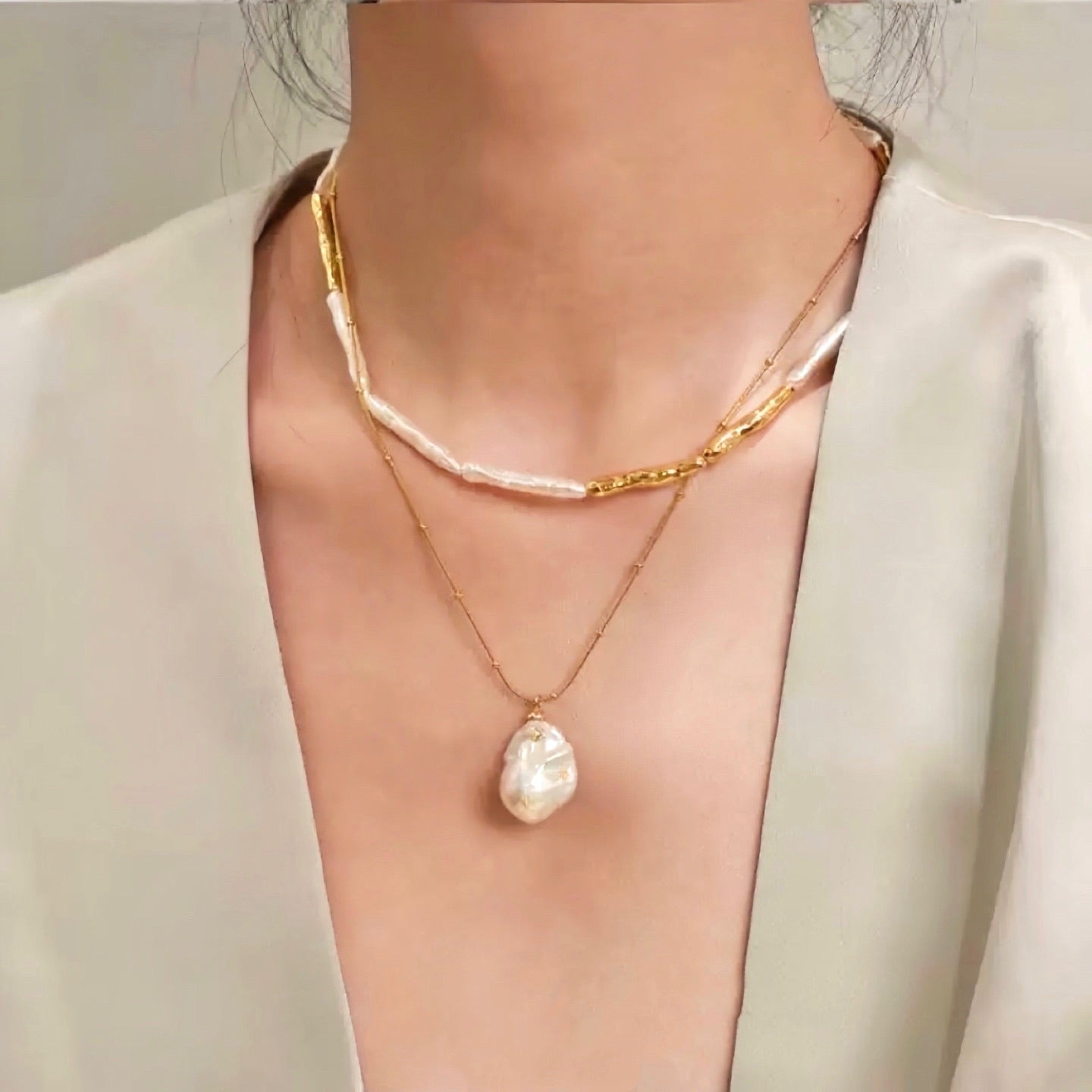 Golden Pearl Charm Set